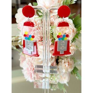 Retro Gumball Machine Acrylic Dangle Earrings